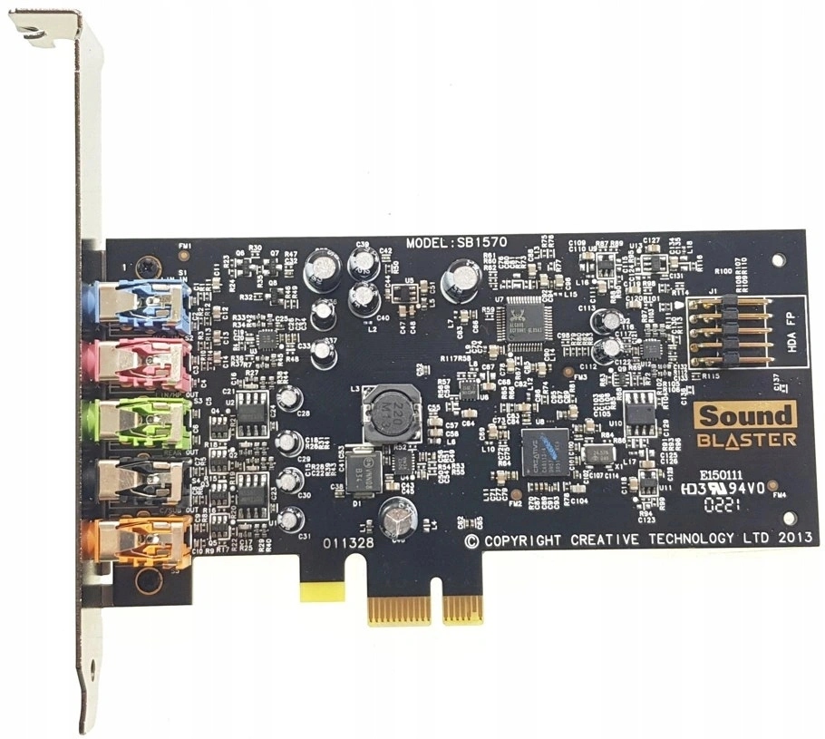 Karta dźwiękowa PCIe Sound Blaster, zdjęcie produktowe — Komputer uruchamia się, ale bez żadnego dźwięku systemowego