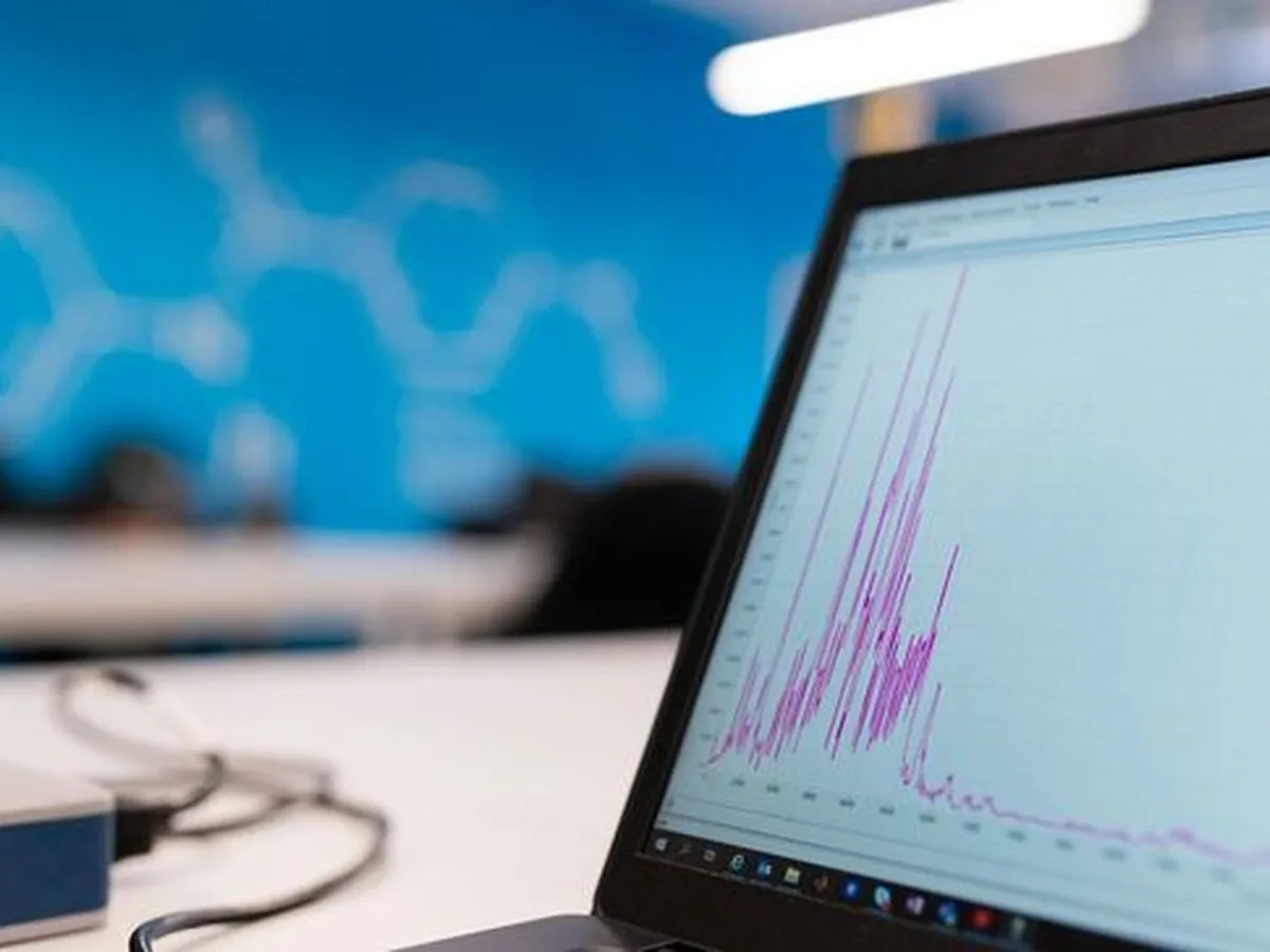laptop z wykresem obciążenia na ekranie w biurze