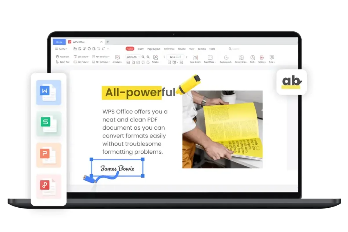 Pakiet biurowy WPS Office na ekranie laptopa