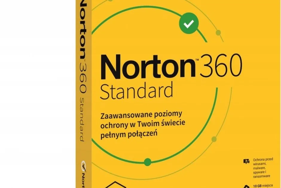 Oficjalne pudełko Norton 360 Standard, roczna subskrypcja