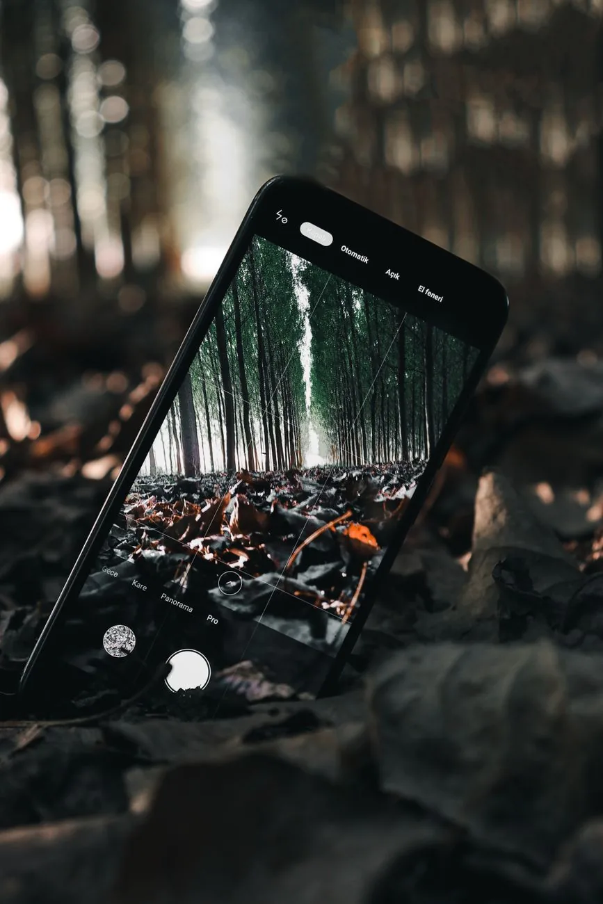 smartfon z leśnym krajobrazem na ekranie — Dlaczego nie bierzemy realme 7 Pro do naprawy