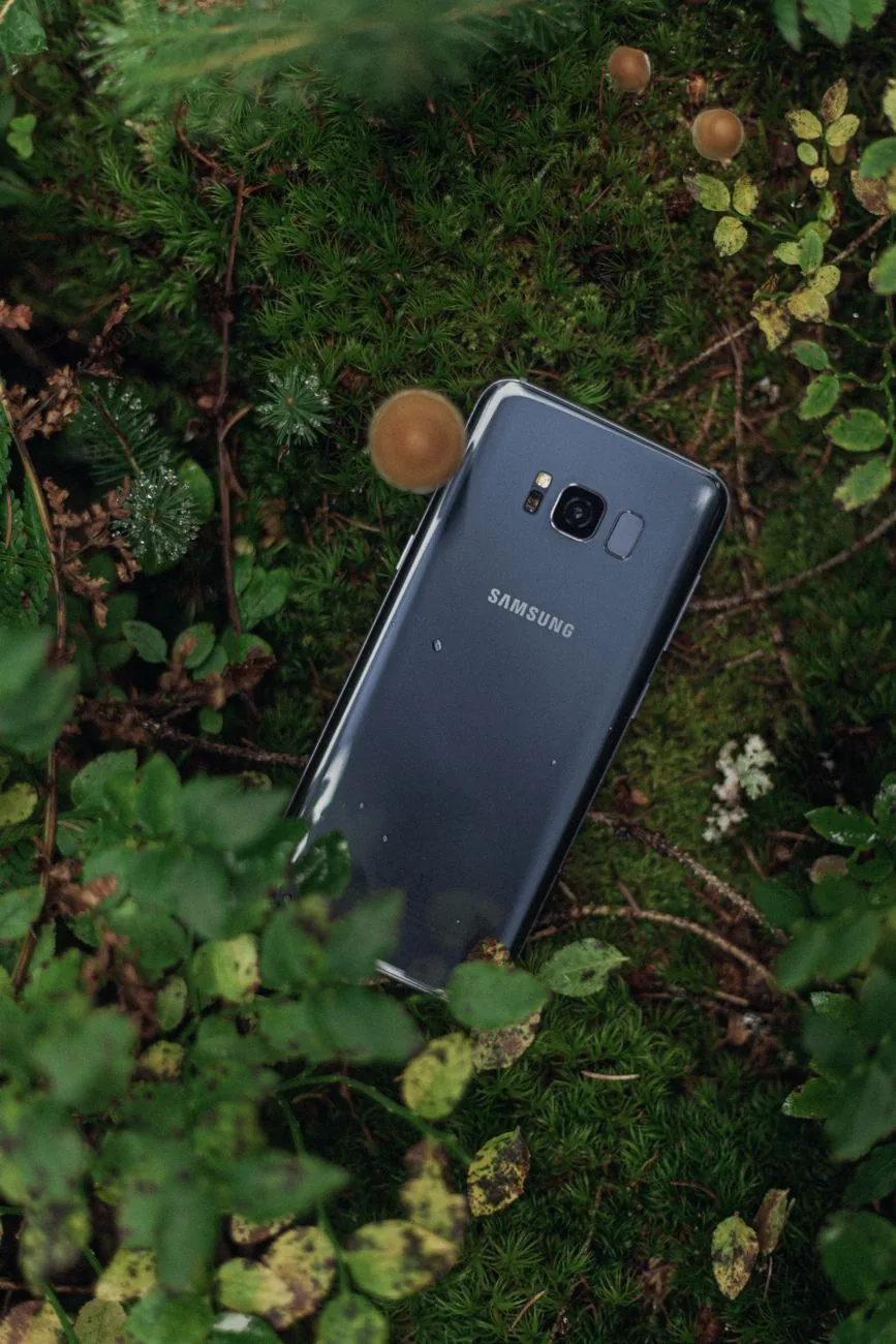 smartfon Samsung ułożony wśród zielonych liści i mchu — Dlaczego nie bierzemy Samsung Galaxy Note 10+ do naprawy