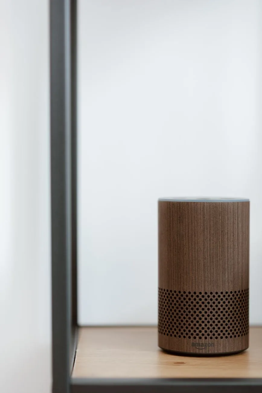 inteligentny głośnik z drewnianym wykończeniem na półce — Sonos Play:1 a zakres naszego serwisu — czym zajmujemy się zamiast