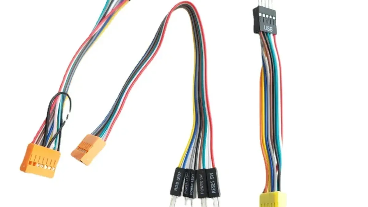 Przewody panelu przedniego obudowy PC (audio, USB, przyciski)