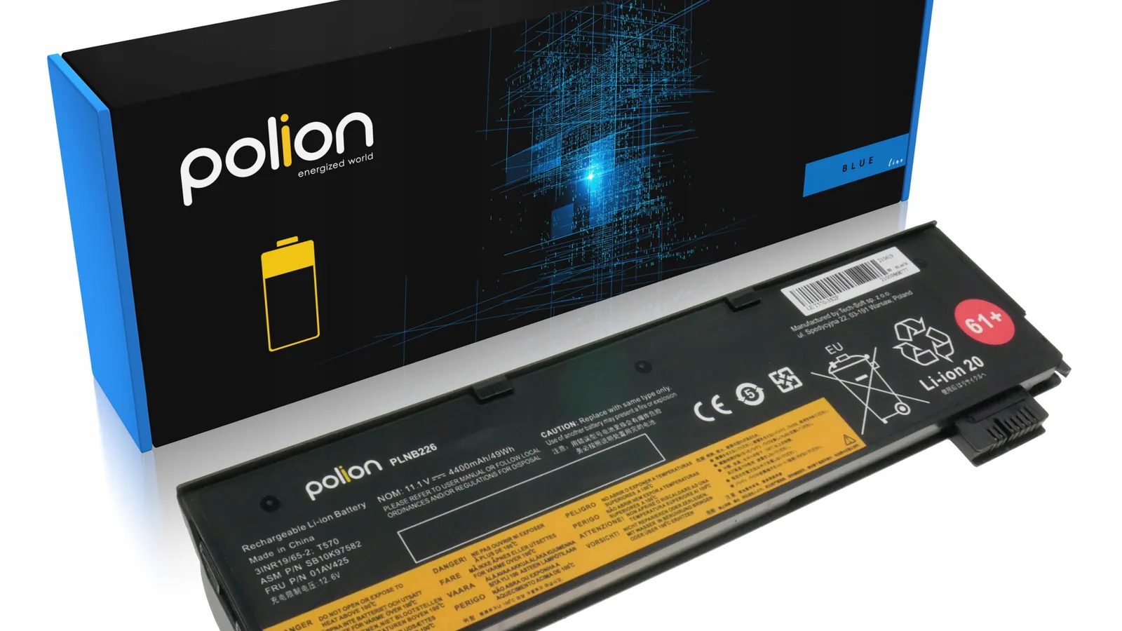 Zamienna bateria do laptopa Lenovo ThinkPad T570, marka Polion, w opakowaniu
