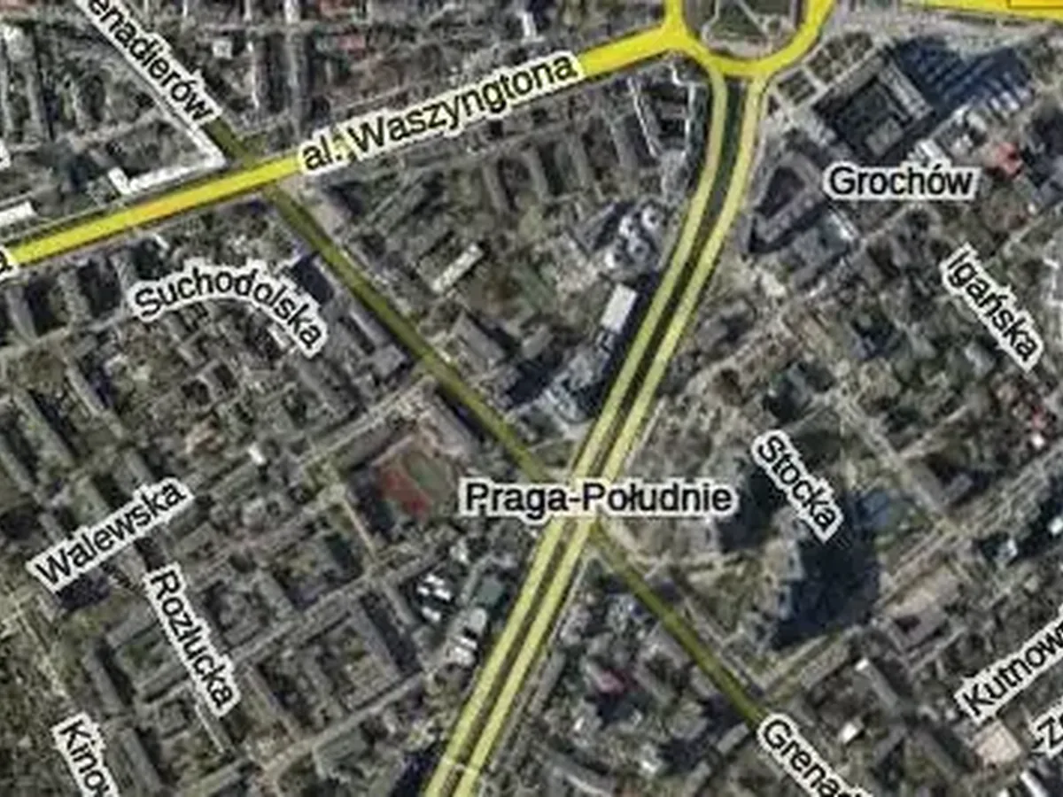 Zrzut mapy satelitarnej okolic ulicy Chroszczewskiej, Gocławek, Praga-Południe